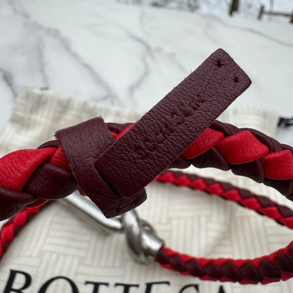 Bottega Veneta Red Braided Leather Key Holder